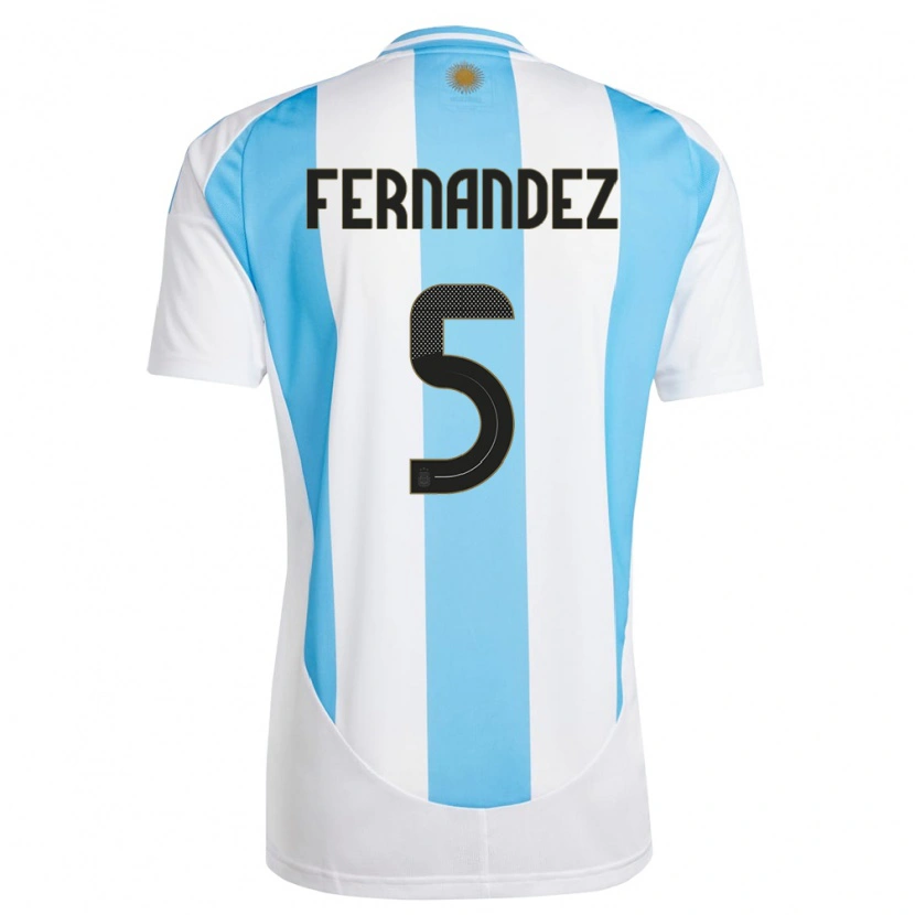 Danxen Barn Argentina Ezequiel Fernández #5 Hvit Blå Hjemmetrøye Drakt Trøye 24-26 Skjorter T-Skjorte