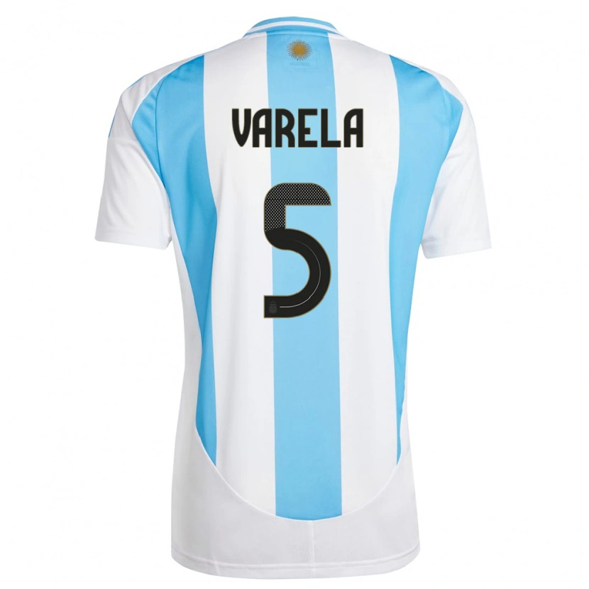 Danxen Barn Argentina Alan Varela #5 Hvit Blå Hjemmetrøye Drakt Trøye 24-26 Skjorter T-Skjorte