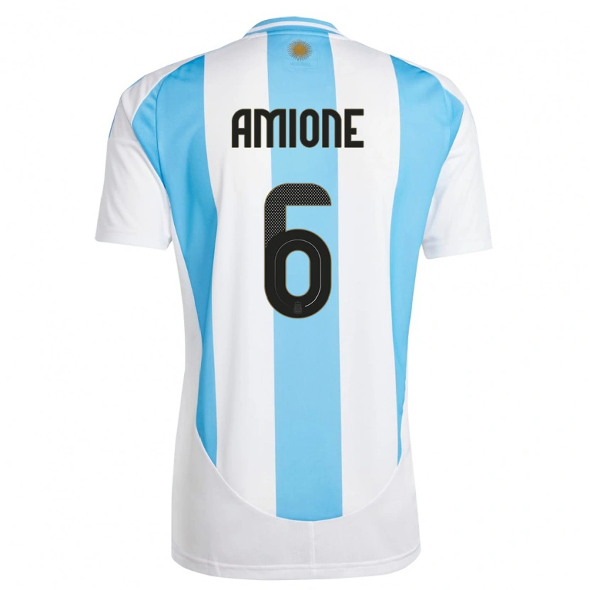 Danxen Barn Argentina Bruno Amione #6 Hvit Blå Hjemmetrøye Drakt Trøye 24-26 Skjorter T-Skjorte