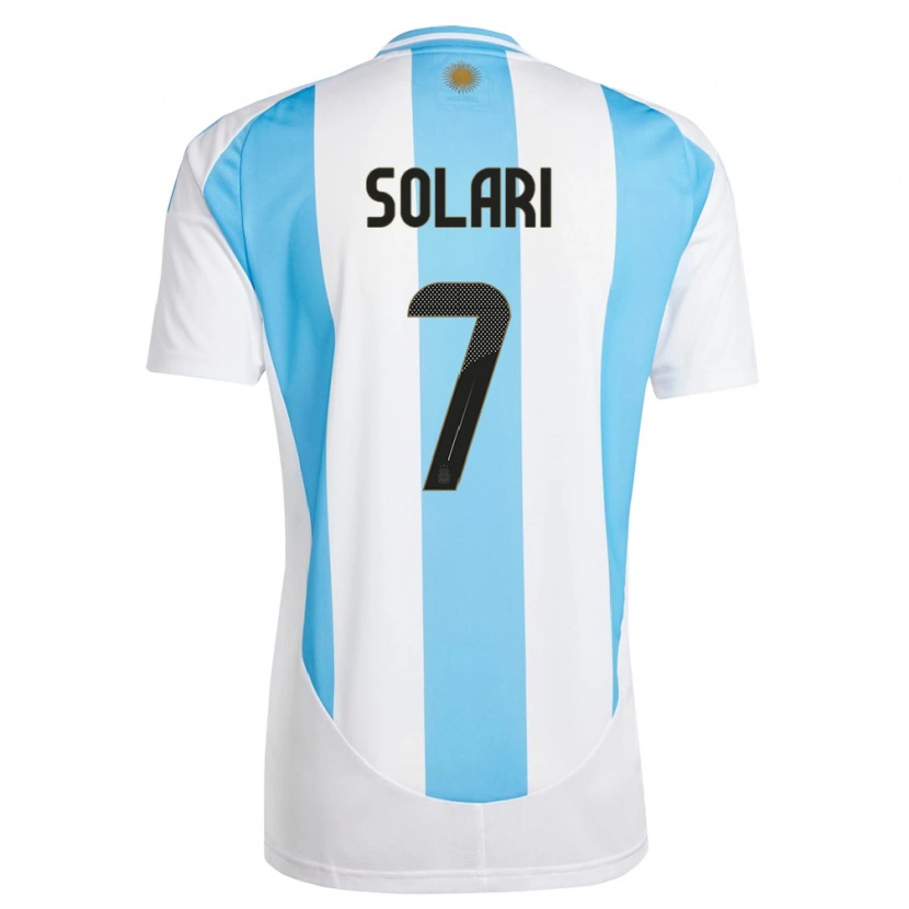 Danxen Barn Argentina Pablo Solari #7 Hvit Blå Hjemmetrøye Drakt Trøye 24-26 Skjorter T-Skjorte