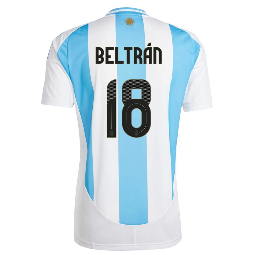 Danxen Barn Argentina Lucas Beltrán #18 Hvit Blå Hjemmetrøye Drakt Trøye 24-26 Skjorter T-Skjorte