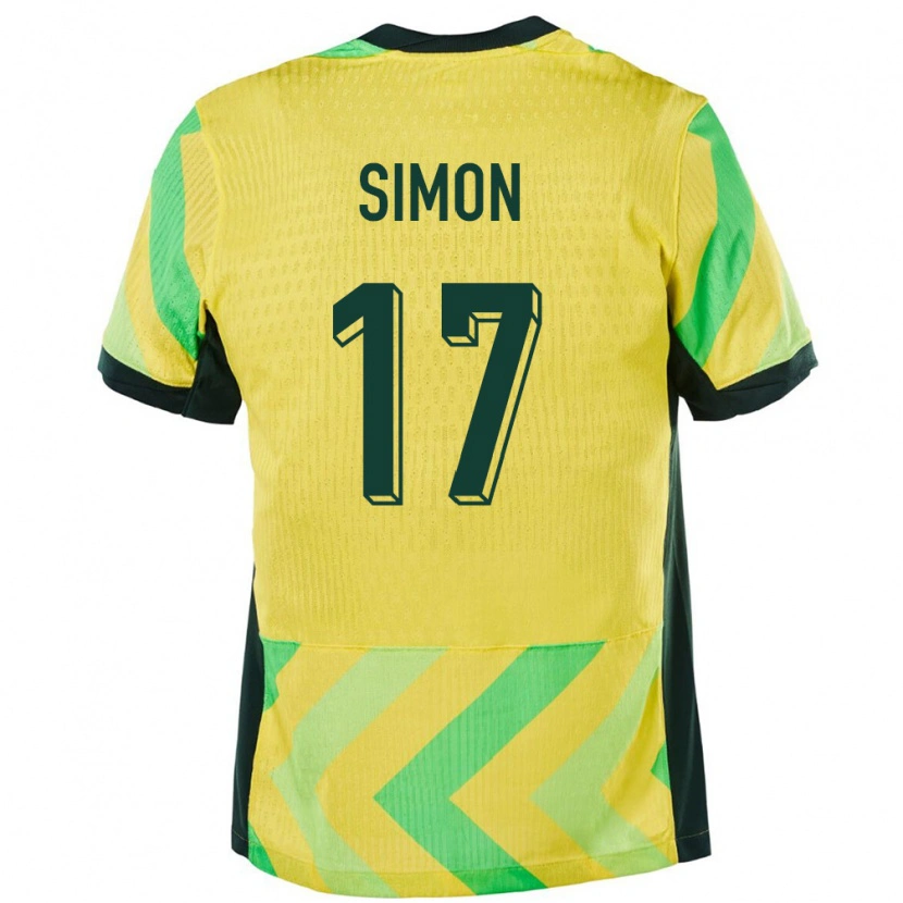 Danxen Barn Australia Kyah Simon #17 Gyllen Hjemmetrøye Drakt Trøye 24-26 Skjorter T-Skjorte