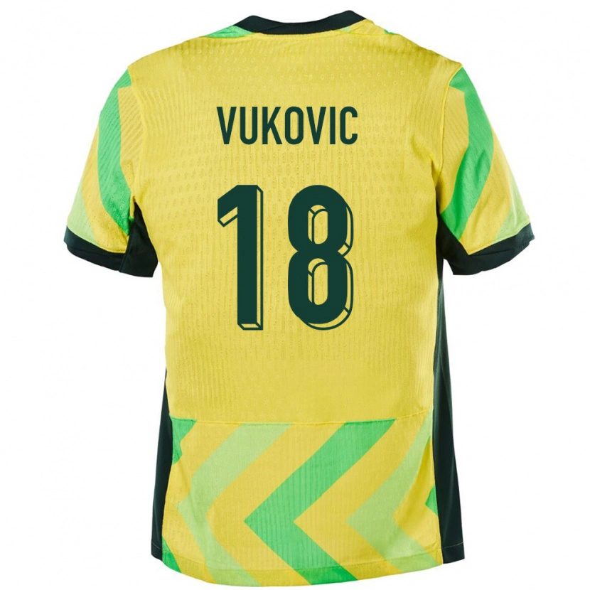 Danxen Barn Australia Danny Vukovic #18 Gyllen Hjemmetrøye Drakt Trøye 24-26 Skjorter T-Skjorte