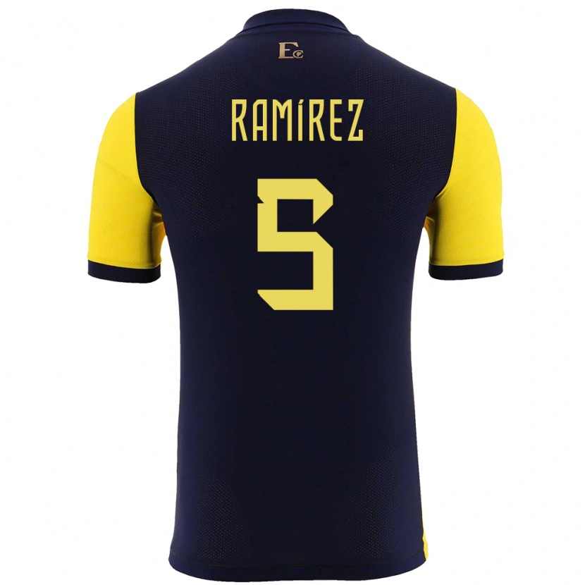 Danxen Barn Ecuador Cristian Ramírez #5 Gul Hjemmetrøye Drakt Trøye 24-26 Skjorter T-Skjorte