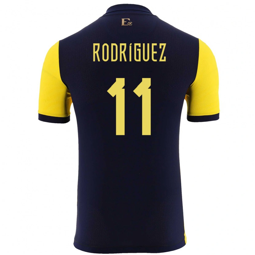Danxen Barn Ecuador Kevin Rodríguez #11 Gul Hjemmetrøye Drakt Trøye 24-26 Skjorter T-Skjorte