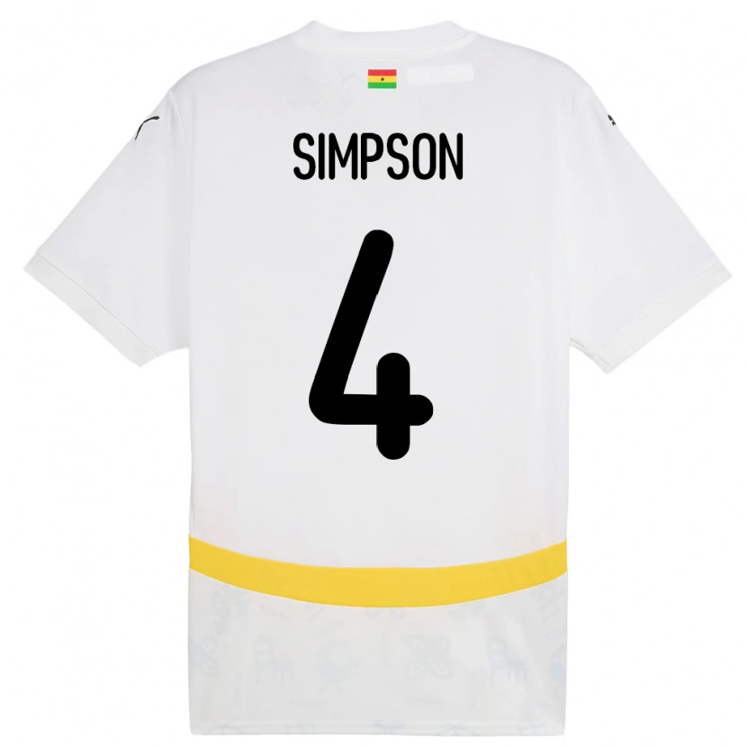 Danxen Barn Ghana Razak Simpson #4 Hvit Hjemmetrøye Drakt Trøye 24-26 Skjorter T-Skjorte