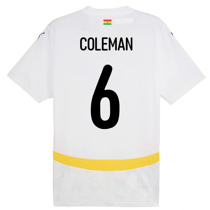 Danxen Barn Ghana Ellen Coleman #6 Hvit Hjemmetrøye Drakt Trøye 24-26 Skjorter T-Skjorte