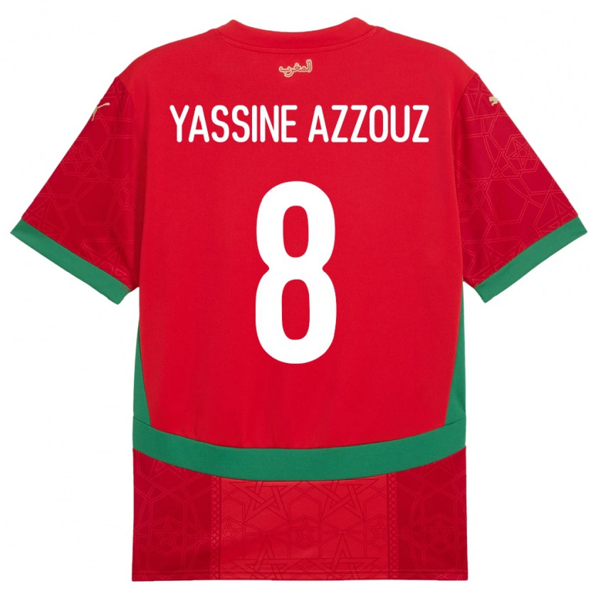 Danxen Barn Marokko Mohamed Yassine Azzouz #8 Rød Hjemmetrøye Drakt Trøye 24-26 Skjorter T-Skjorte
