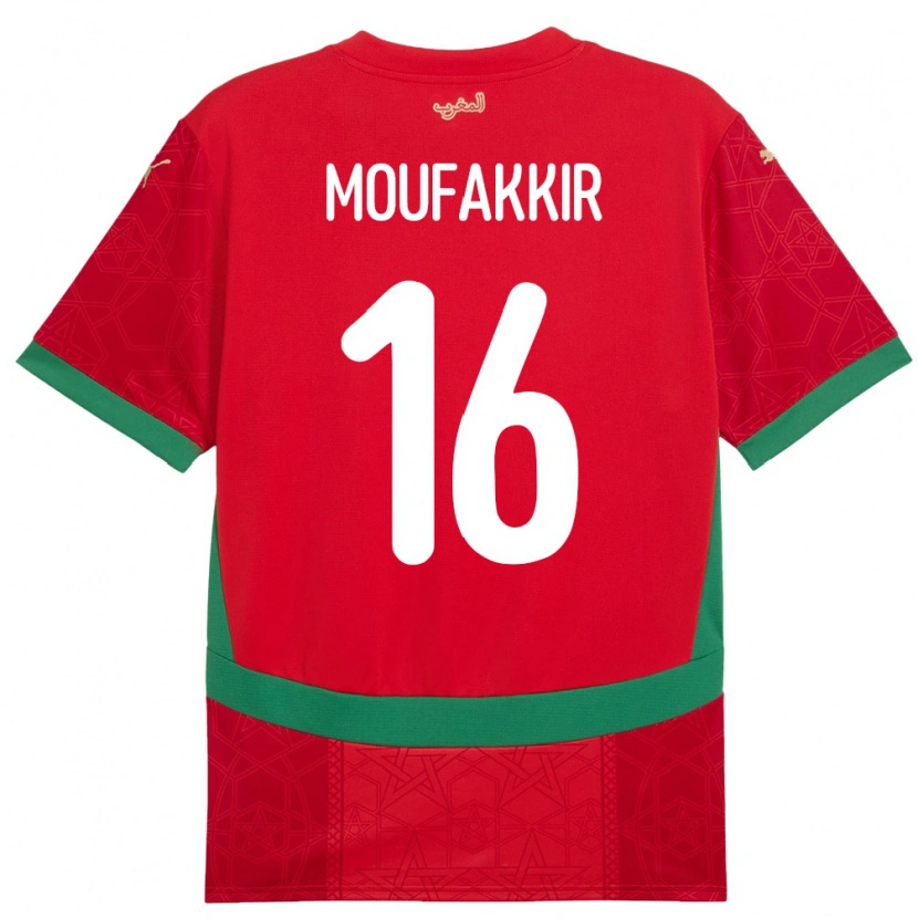Danxen Barn Marokko Ishak Moufakkir #16 Rød Hjemmetrøye Drakt Trøye 24-26 Skjorter T-Skjorte