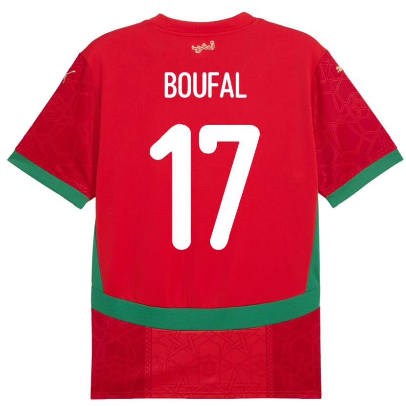 Danxen Barn Marokko Sofiane Boufal #17 Rød Hjemmetrøye Drakt Trøye 24-26 Skjorter T-Skjorte