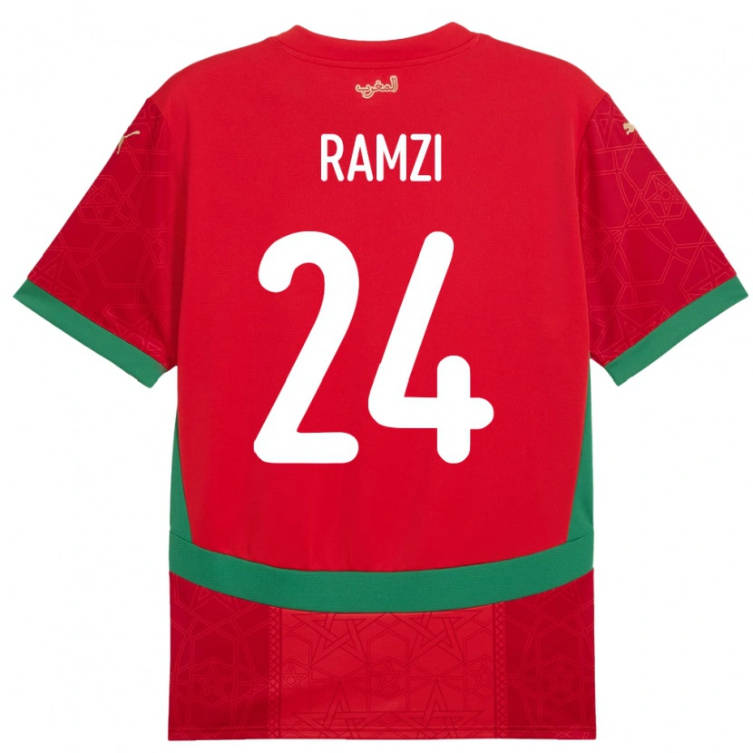 Danxen Barn Marokko Achraf Ramzi #24 Rød Hjemmetrøye Drakt Trøye 24-26 Skjorter T-Skjorte