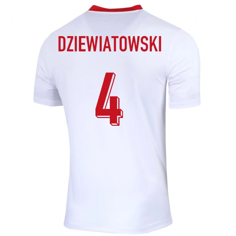 Danxen Barn Polen Mateusz Dziewiatowski #4 Hvit Hjemmetrøye Drakt Trøye 24-26 Skjorter T-Skjorte