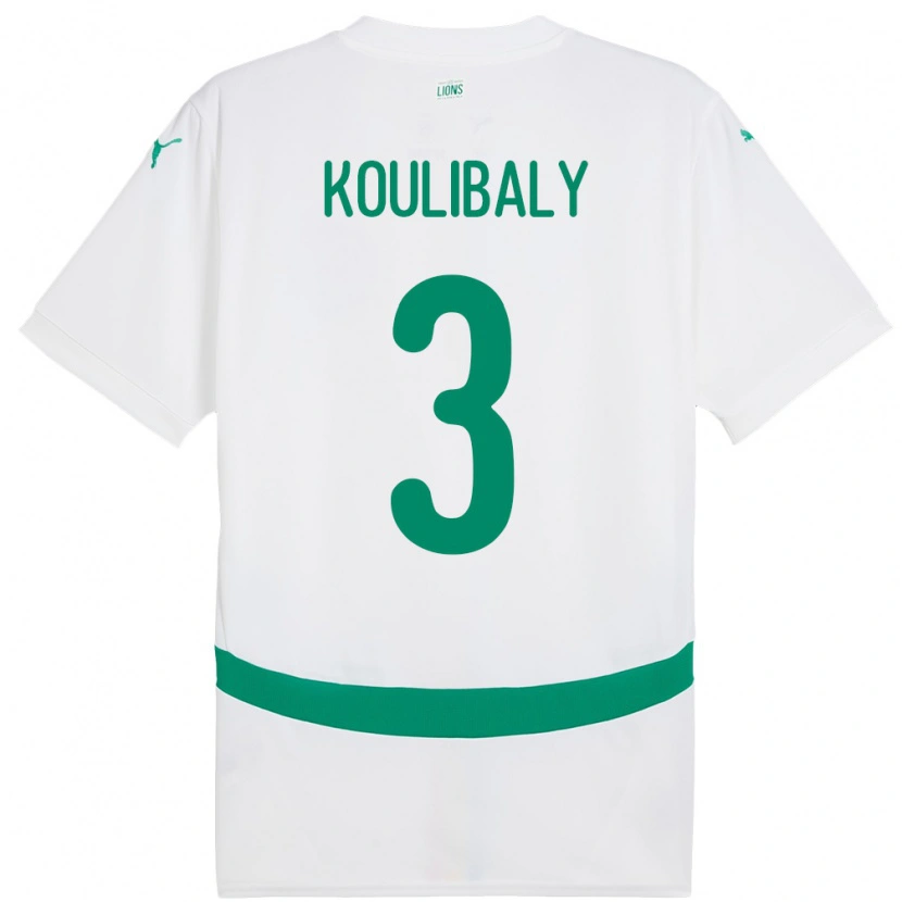 Danxen Barn Senegal Kalidou Koulibaly #3 Hvit Hjemmetrøye Drakt Trøye 24-26 Skjorter T-Skjorte