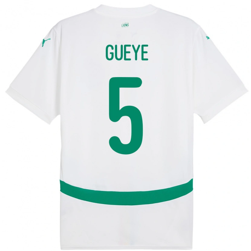Danxen Barn Senegal Idrissa Gueye #5 Hvit Hjemmetrøye Drakt Trøye 24-26 Skjorter T-Skjorte