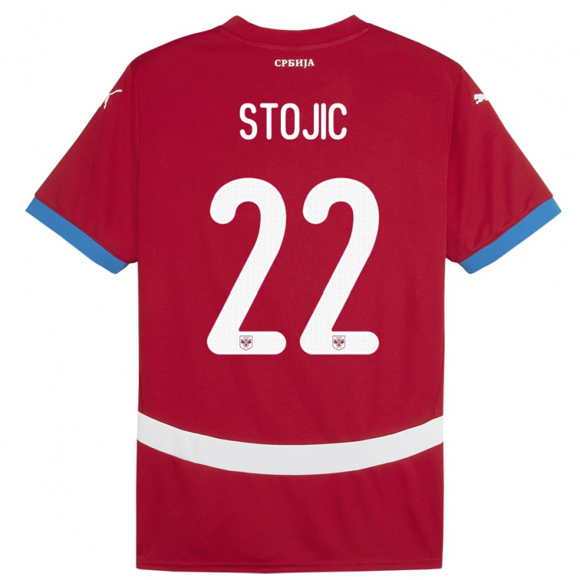 Danxen Barn Serbia Nemanja Stojic #22 Rød Hjemmetrøye Drakt Trøye 24-26 Skjorter T-Skjorte