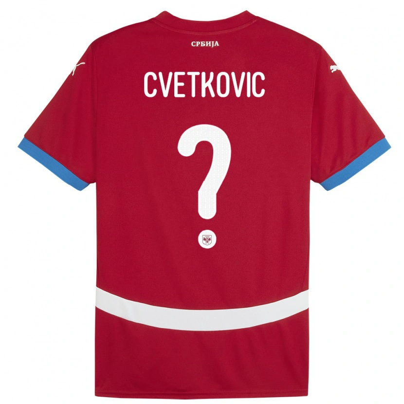 Danxen Barn Serbia Aleksa Cvetkovic #0 Rød Hjemmetrøye Drakt Trøye 24-26 Skjorter T-Skjorte