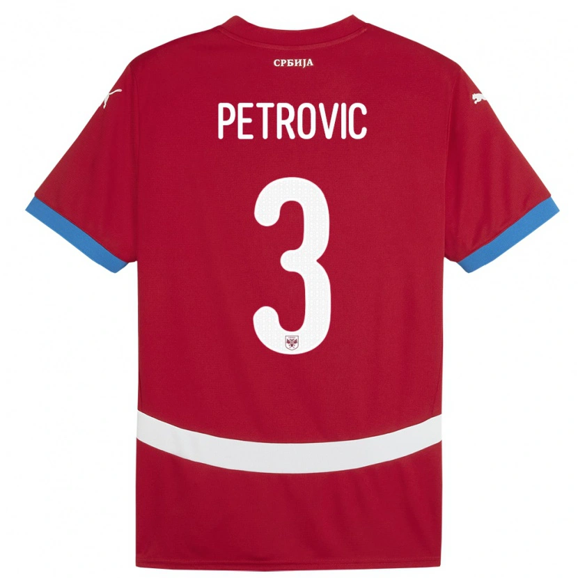 Danxen Barn Serbia Stefan Petrovic #3 Rød Hjemmetrøye Drakt Trøye 24-26 Skjorter T-Skjorte