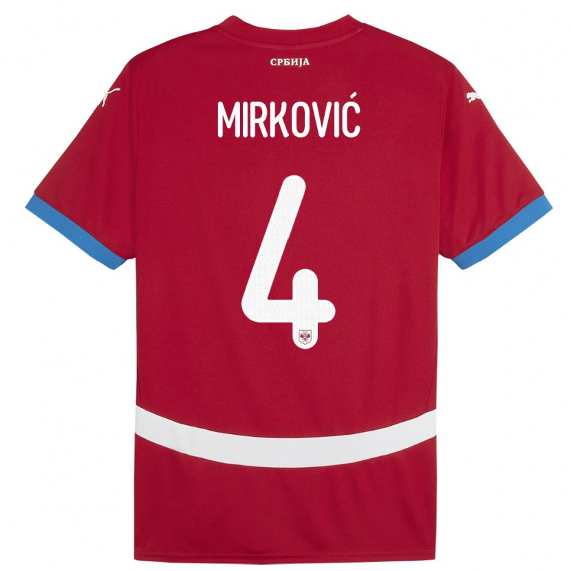 Danxen Barn Serbia Nemanja Mirković #4 Rød Hjemmetrøye Drakt Trøye 24-26 Skjorter T-Skjorte