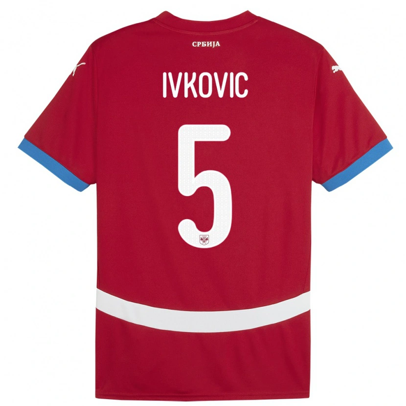 Danxen Barn Serbia Ognjen Ivkovic #5 Rød Hjemmetrøye Drakt Trøye 24-26 Skjorter T-Skjorte