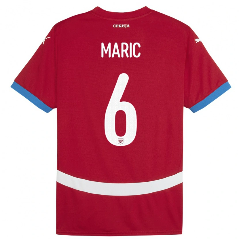 Danxen Barn Serbia Andrew Maric #6 Rød Hjemmetrøye Drakt Trøye 24-26 Skjorter T-Skjorte