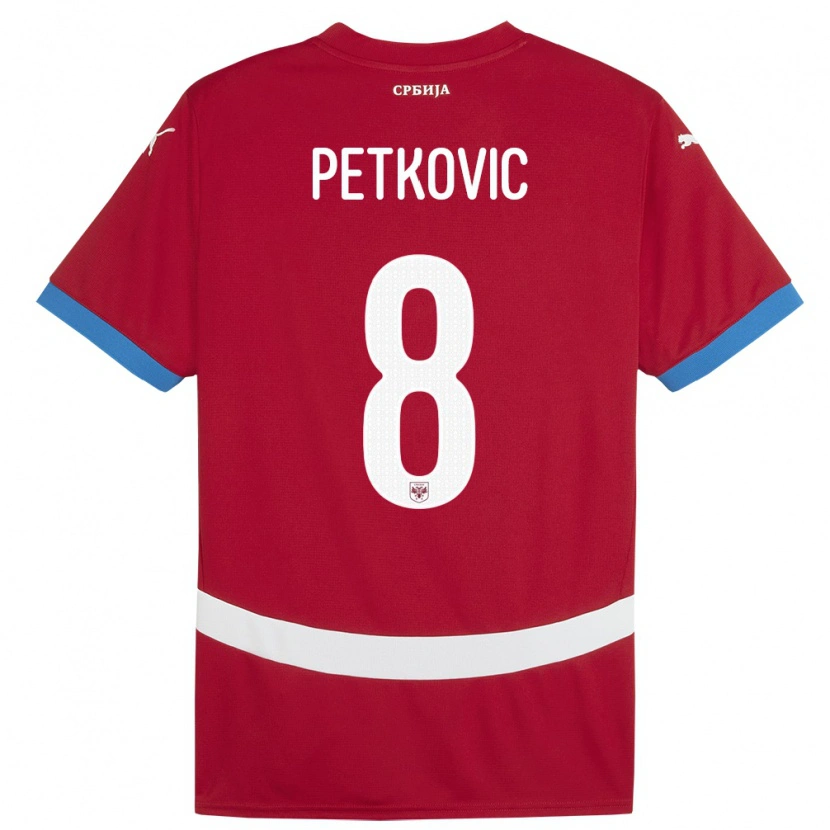 Danxen Barn Serbia Mihajlo Petkovic #8 Rød Hjemmetrøye Drakt Trøye 24-26 Skjorter T-Skjorte