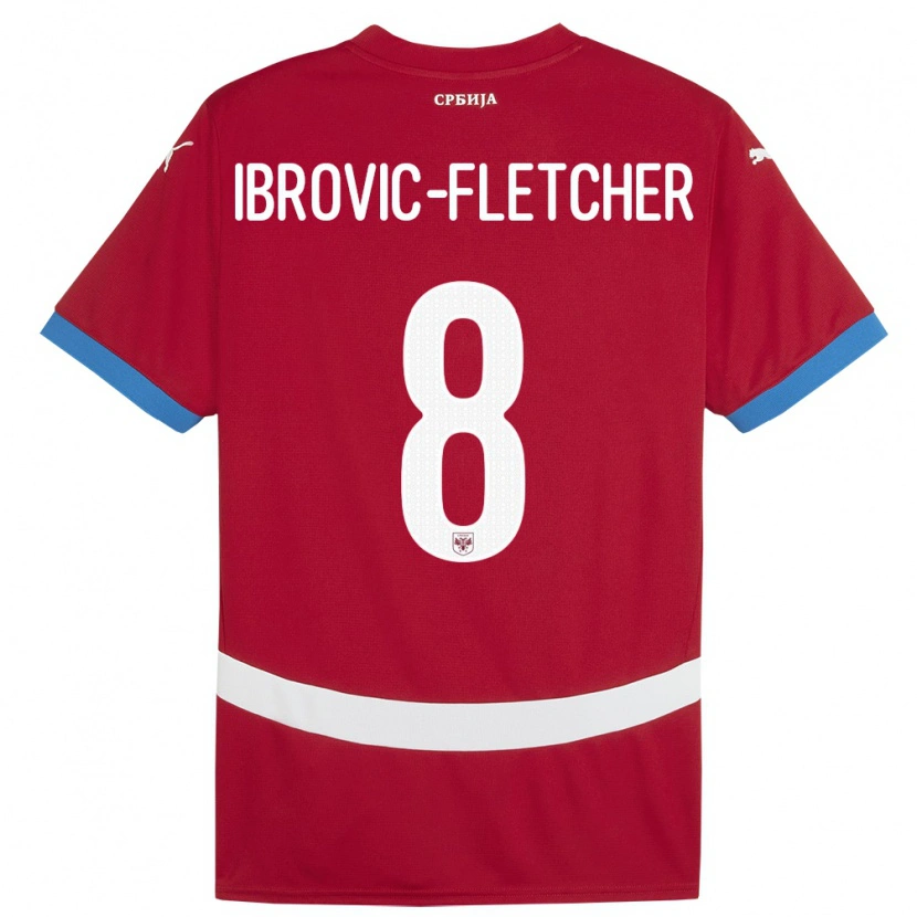 Danxen Barn Serbia Edward Ibrovic-Fletcher #8 Rød Hjemmetrøye Drakt Trøye 24-26 Skjorter T-Skjorte