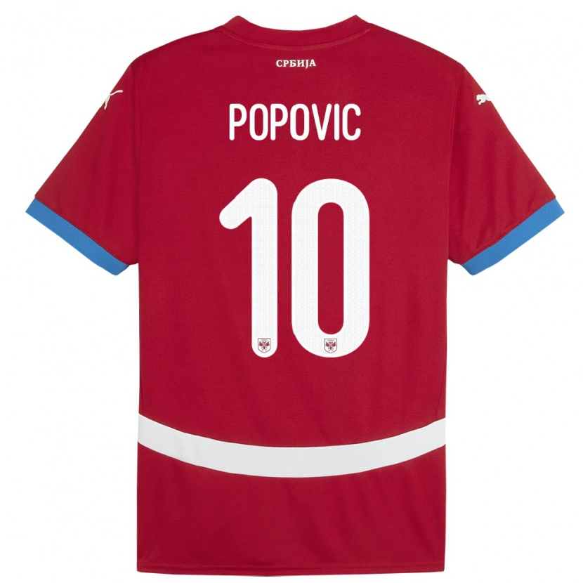 Danxen Barn Serbia Matija Popovic #10 Rød Hjemmetrøye Drakt Trøye 24-26 Skjorter T-Skjorte