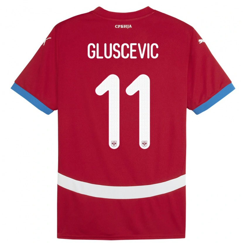 Danxen Barn Serbia Matija Gluscevic #11 Rød Hjemmetrøye Drakt Trøye 24-26 Skjorter T-Skjorte