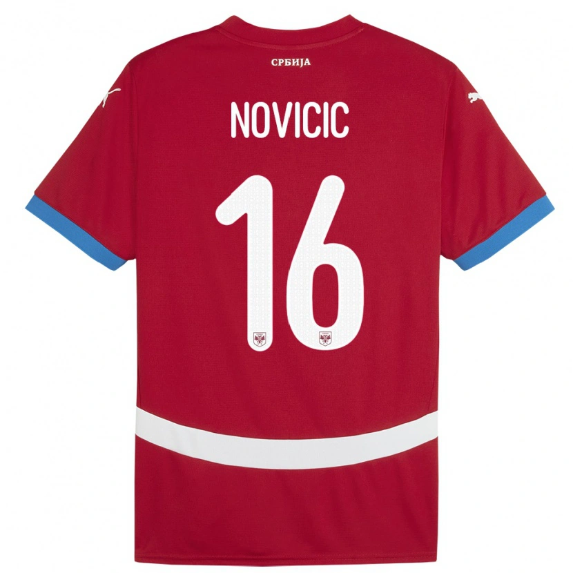 Danxen Barn Serbia Vasilije Novicic #16 Rød Hjemmetrøye Drakt Trøye 24-26 Skjorter T-Skjorte