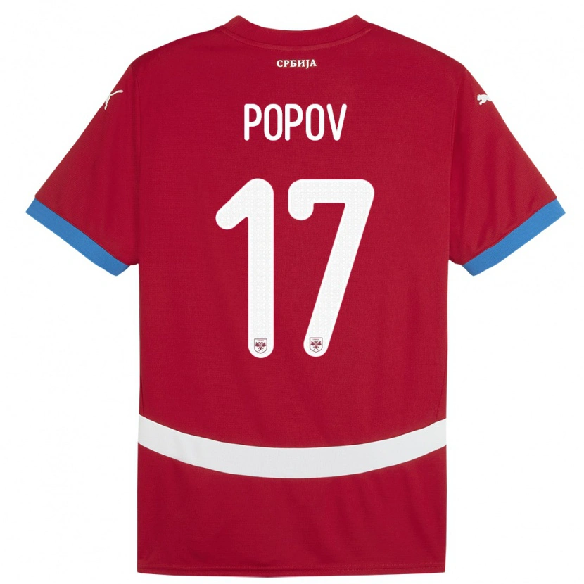 Danxen Barn Serbia Andrej Popov #17 Rød Hjemmetrøye Drakt Trøye 24-26 Skjorter T-Skjorte