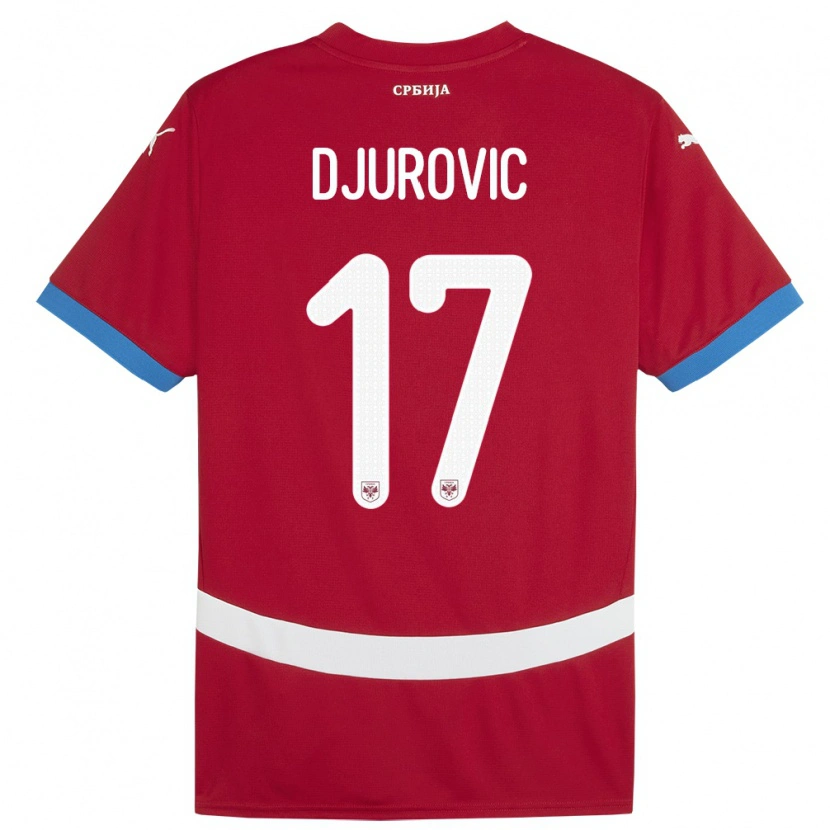 Danxen Barn Serbia Stefan Djurovic #17 Rød Hjemmetrøye Drakt Trøye 24-26 Skjorter T-Skjorte