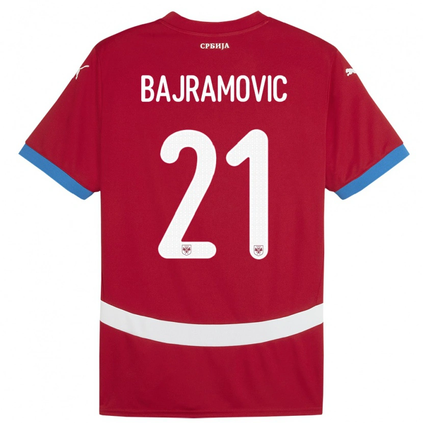 Danxen Barn Serbia Eldin Bajramovic #21 Rød Hjemmetrøye Drakt Trøye 24-26 Skjorter T-Skjorte