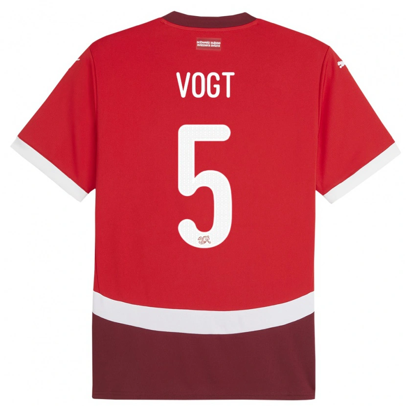 Danxen Barn Sveits Gian Vogt #5 Rød Hjemmetrøye Drakt Trøye 24-26 Skjorter T-Skjorte