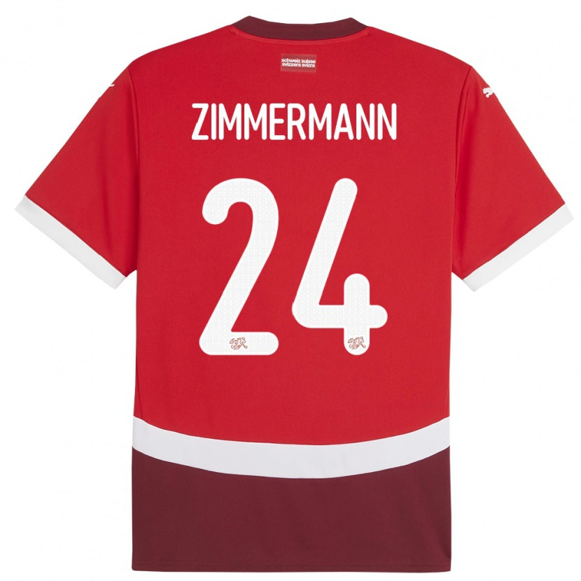 Danxen Barn Sveits Mio Zimmermann #24 Rød Hjemmetrøye Drakt Trøye 24-26 Skjorter T-Skjorte