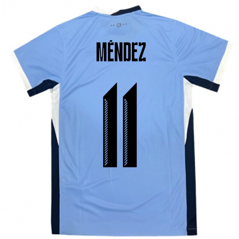Danxen Barn Uruguay Axel Méndez #11 Hvit Svart Hjemmetrøye Drakt Trøye 24-26 Skjorter T-Skjorte