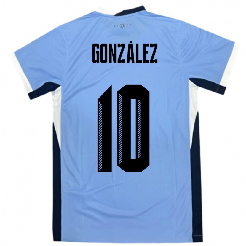 Danxen Barn Uruguay Franco Gonzalez #10 Hvit Svart Hjemmetrøye Drakt Trøye 24-26 Skjorter T-Skjorte