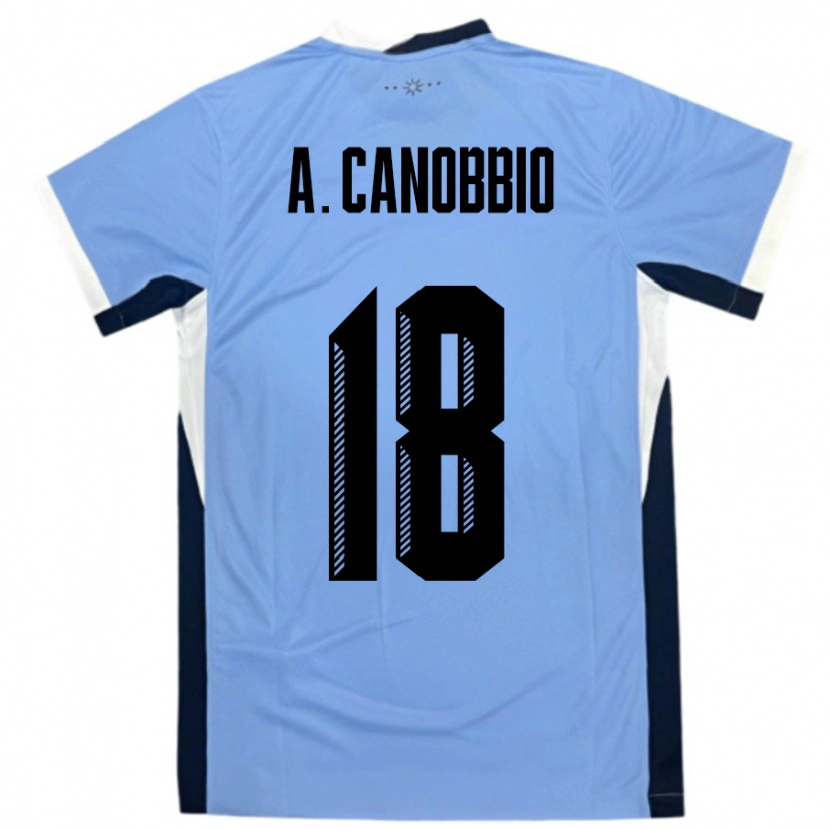 Danxen Barn Uruguay Agustin Canobbio #18 Hvit Svart Hjemmetrøye Drakt Trøye 24-26 Skjorter T-Skjorte