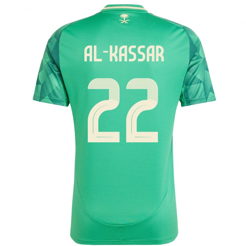 Danxen Barn Saudi-Arabia Ahmed Al-Kassar #22 Grønn Hjemmetrøye Drakt Trøye 24-26 Skjorter T-Skjorte