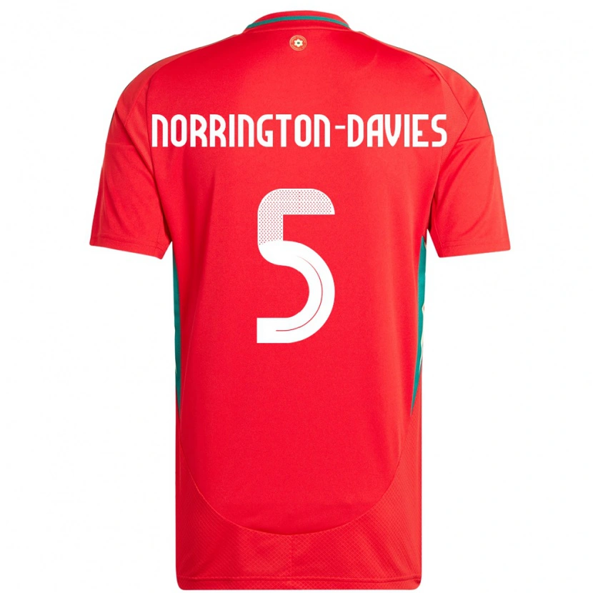 Danxen Barn Wales Rhys Norrington-Davies #5 Rød Hjemmetrøye Drakt Trøye 24-26 Skjorter T-Skjorte