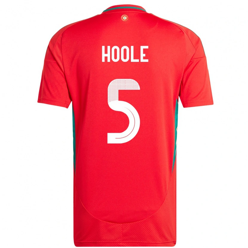 Danxen Barn Wales Luca Hoole #5 Rød Hjemmetrøye Drakt Trøye 24-26 Skjorter T-Skjorte