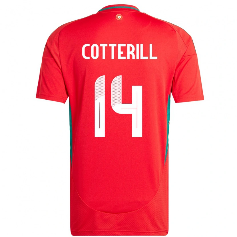 Danxen Barn Wales Joel Cotterill #14 Rød Hjemmetrøye Drakt Trøye 24-26 Skjorter T-Skjorte