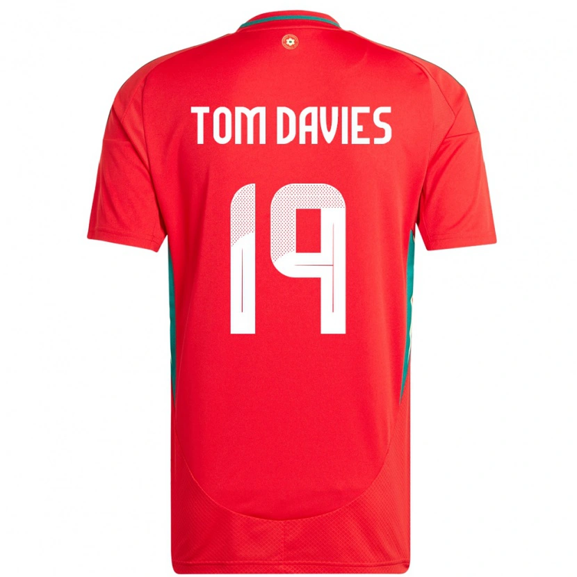 Danxen Barn Wales Tom Davies #19 Rød Hjemmetrøye Drakt Trøye 24-26 Skjorter T-Skjorte