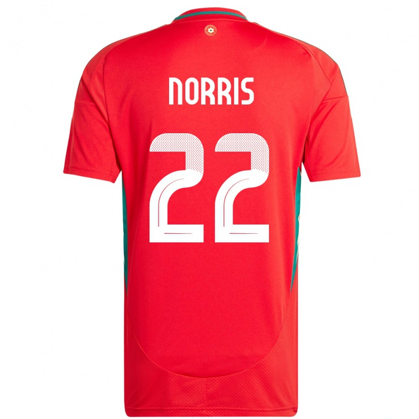 Danxen Barn Wales Jacob Norris #22 Rød Hjemmetrøye Drakt Trøye 24-26 Skjorter T-Skjorte