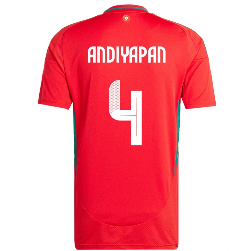Danxen Barn Wales William Andiyapan #4 Rød Hjemmetrøye Drakt Trøye 24-26 Skjorter T-Skjorte