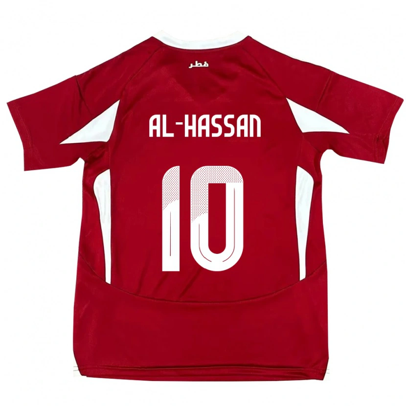 Danxen Barn Qatar Ibrahim Al-Hassan #10 Rød Hjemmetrøye Drakt Trøye 24-26 Skjorter T-Skjorte