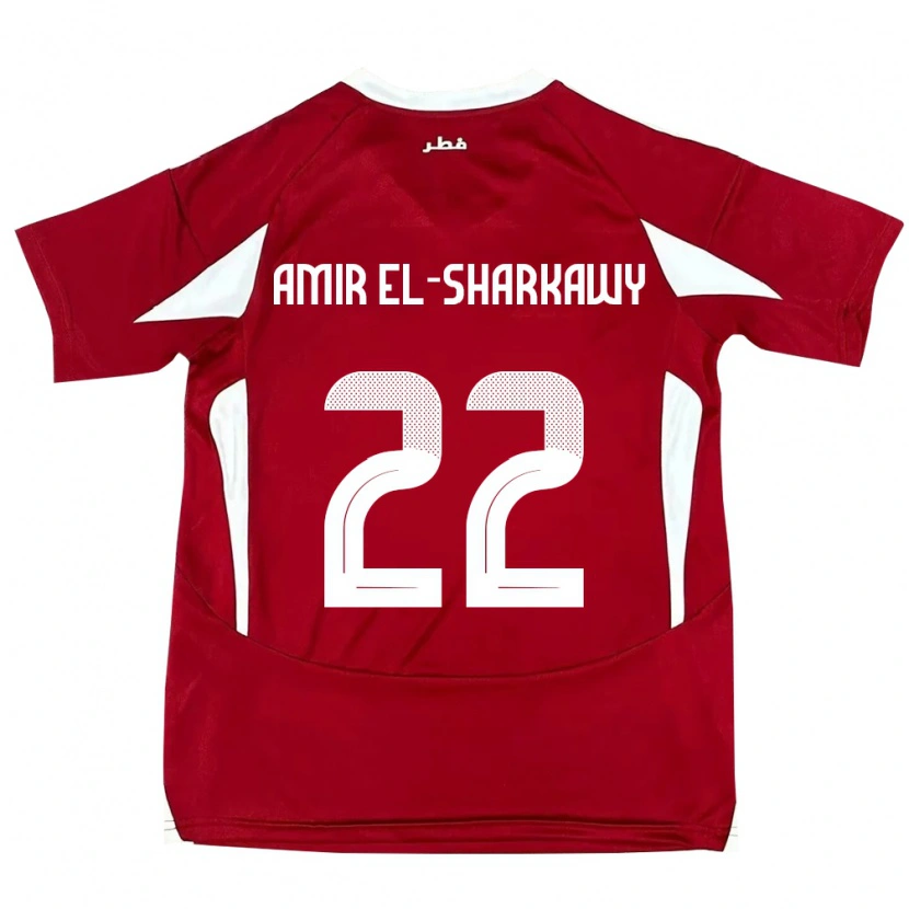 Danxen Barn Qatar Galal Amir El-Sharkawy #22 Rød Hjemmetrøye Drakt Trøye 24-26 Skjorter T-Skjorte
