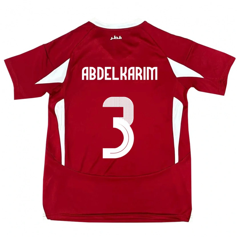 Danxen Barn Qatar Abdelkarim Hassan #3 Rød Hjemmetrøye Drakt Trøye 24-26 Skjorter T-Skjorte