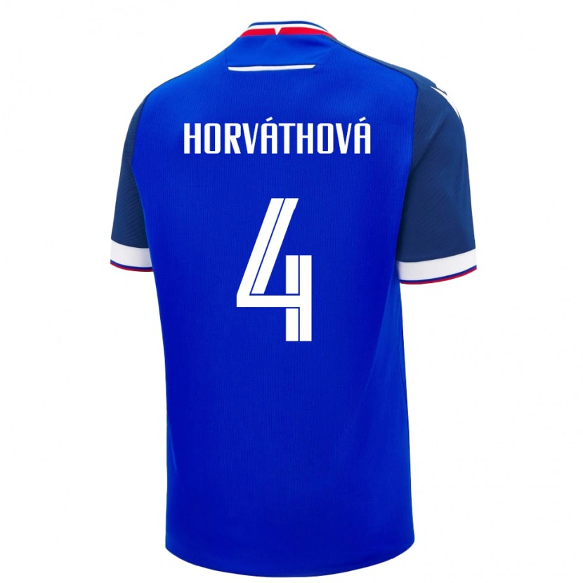 Danxen Barn Slovakia Andrea Horváthová #4 Blå Hjemmetrøye Drakt Trøye 24-26 Skjorter T-Skjorte