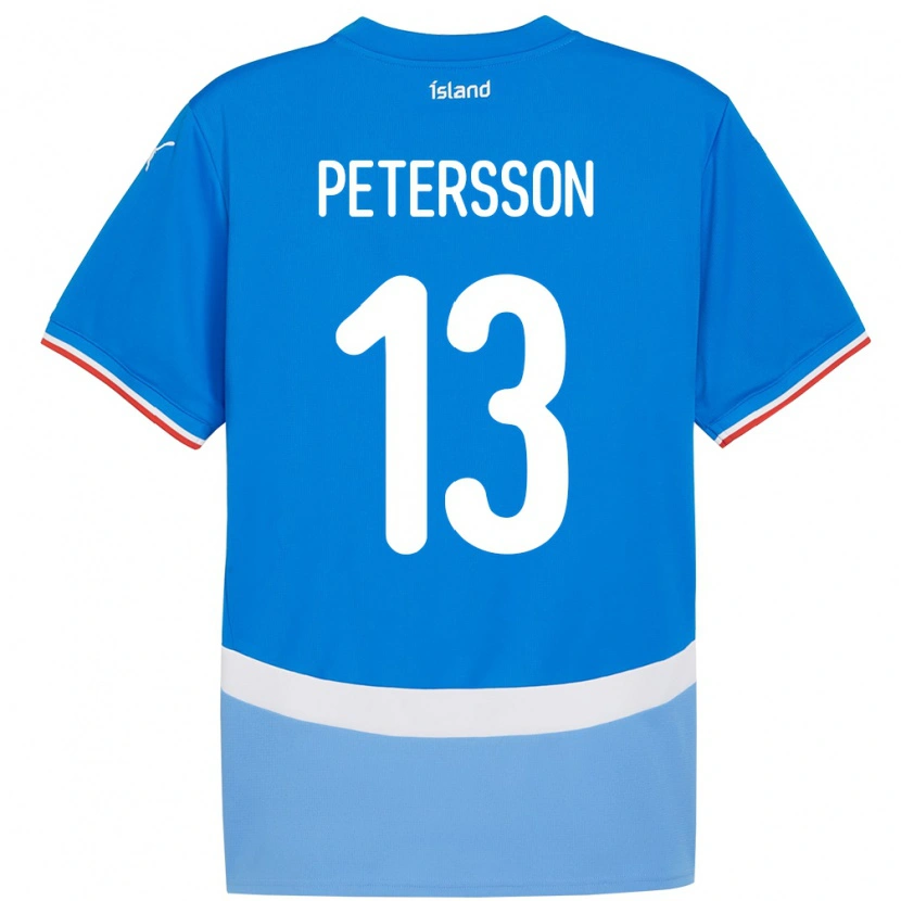Danxen Barn Island Lúkas Petersson #13 Blå Hjemmetrøye Drakt Trøye 24-26 Skjorter T-Skjorte