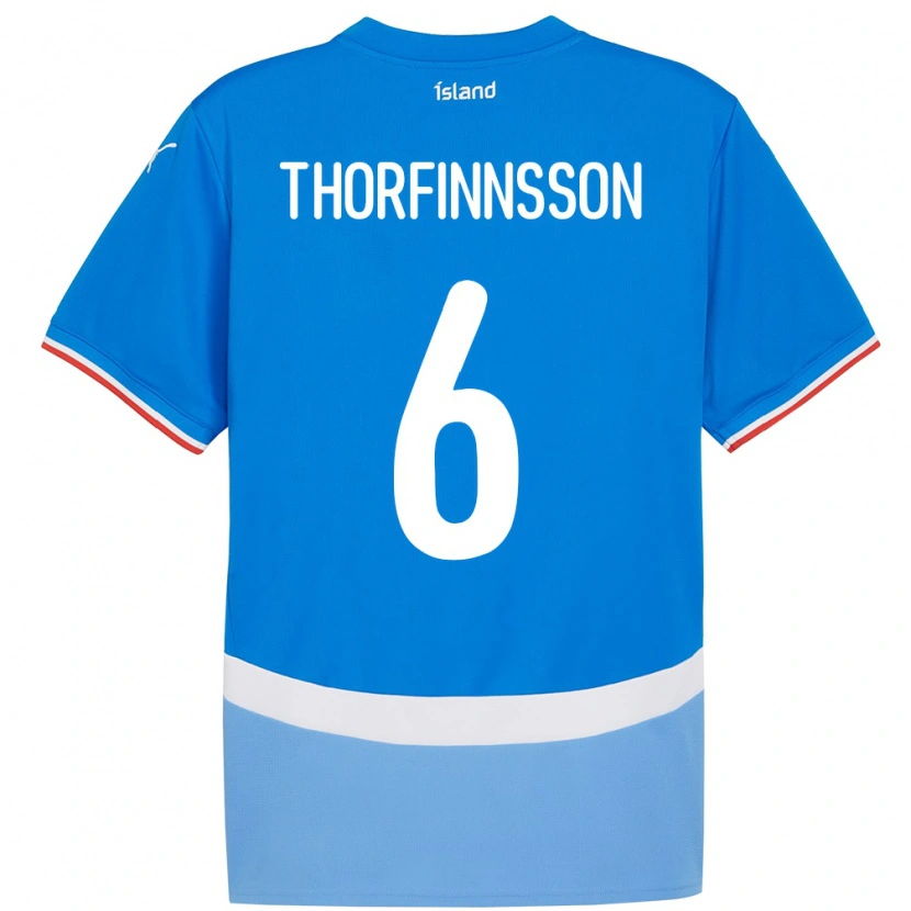 Danxen Barn Island Mikael Máni Thorfinnsson #6 Blå Hjemmetrøye Drakt Trøye 24-26 Skjorter T-Skjorte